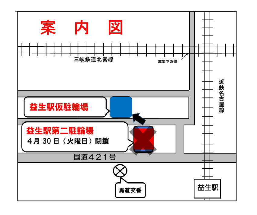 益生駅第二駐輪場閉鎖