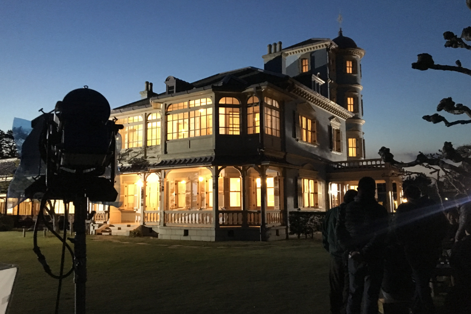 夜の六華苑撮影風景