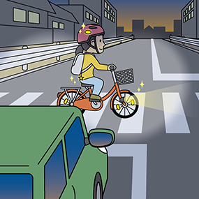 夜間のライト点灯