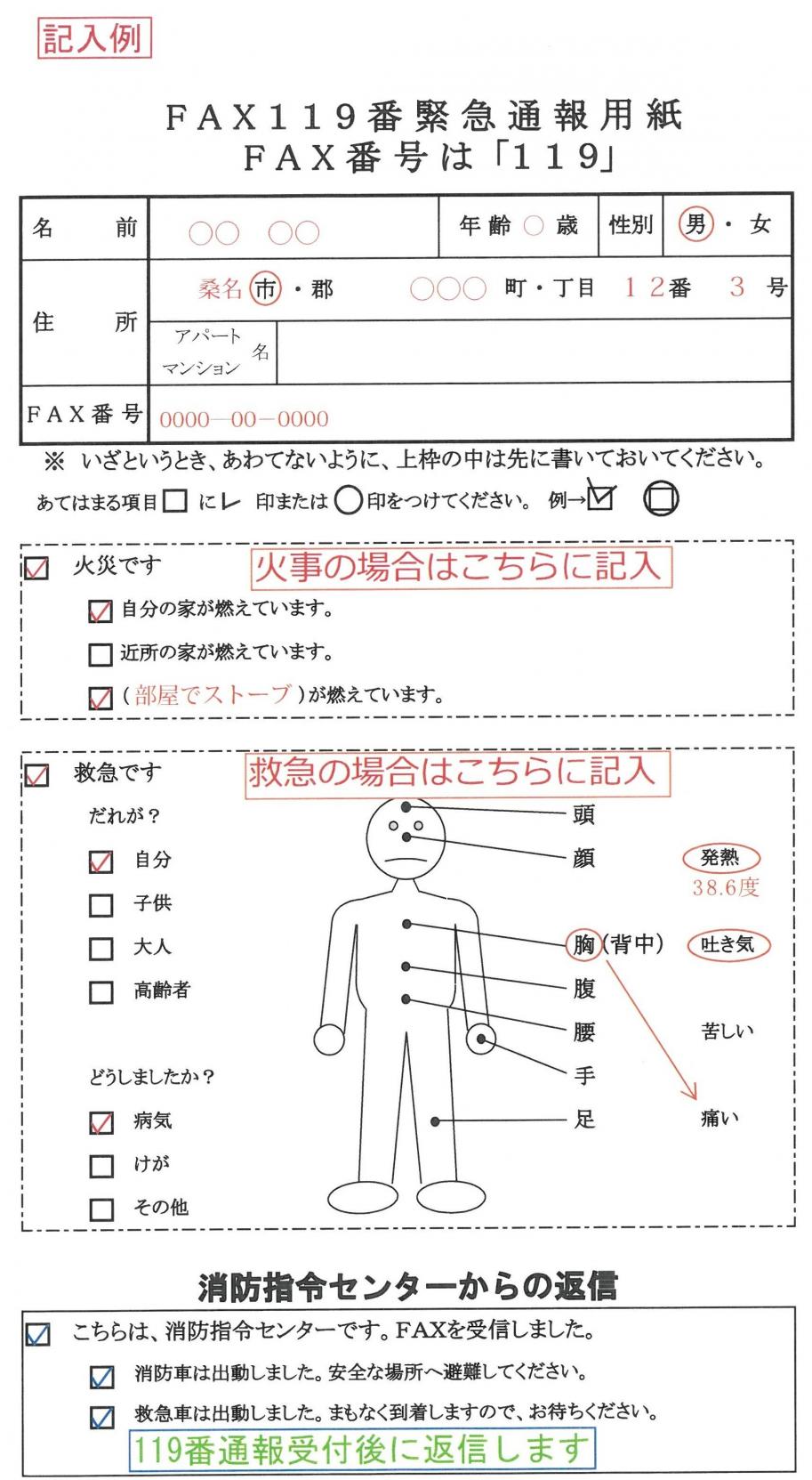 FAX119記入例
