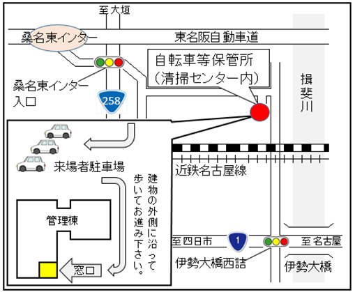 桑名市自転車等保管所の地図