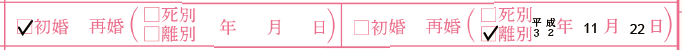 初婚か再婚の記入欄の見本